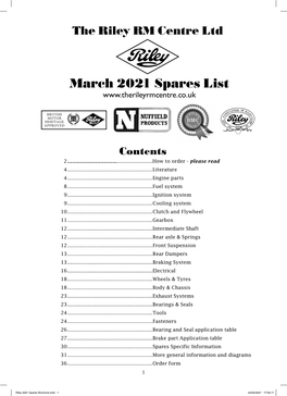 March 2021 Spares List