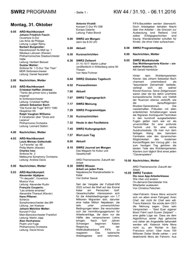 Swr2 Programm Kw 44 / 31.10