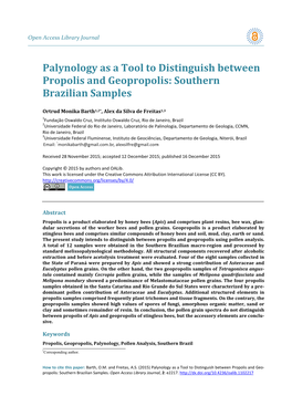 Palynology As a Tool to Distinguish Between Propolis and Geopropolis: Southern Brazilian Samples
