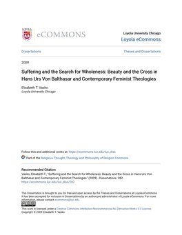 Suffering and the Search for Wholeness: Beauty and the Cross in Hans Urs Von Balthasar and Contemporary Feminist Theologies