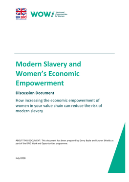 Modern Slavery and Womens Economic Empowerment