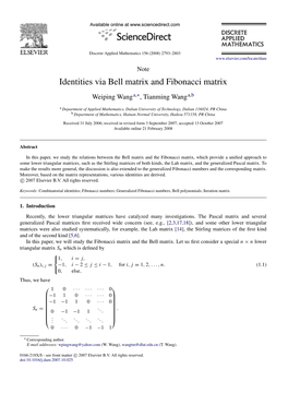 Identities Via Bell Matrix and Fibonacci Matrix