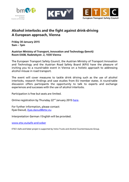 Alcohol Interlocks and the Fight Against Drink-Driving a European Approach, Vienna