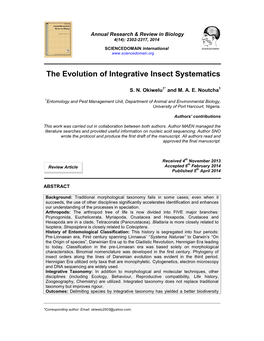 The Evolution of Integrative Insect Systematics