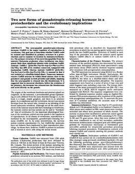 Two New Forms of Gonadotropin-Releasing Hormone in a Protochordate and the Evolutionary Implications (Neuropeptides/Reproduction/Evolution/Ascidian) JAMES F