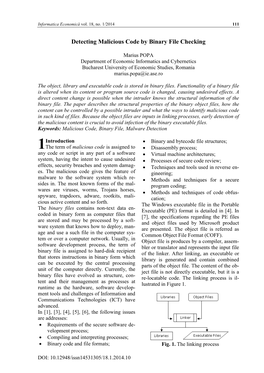 Detecting Malicious Code by Binary File Checking