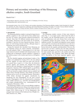 Primary and Secondary Mineralogy of the Ilímaussaq Alkaline Complex, South Greenland