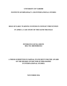 Role of Early Warning Systems in Conflict Prevention in Africa: Case