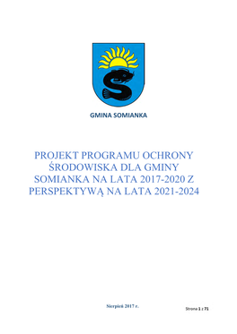 Projekt Programu Ochrony Środowiska Dla Gminy Somianka Na Lata 2017-2020 Z Perspektywą Na Lata 2021-2024