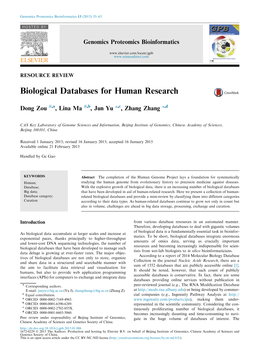 Biological Databases for Human Research