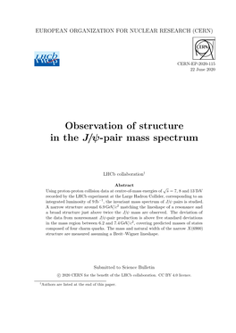 Observation of Structure in the J/Ψ-Pair Mass Spectrum