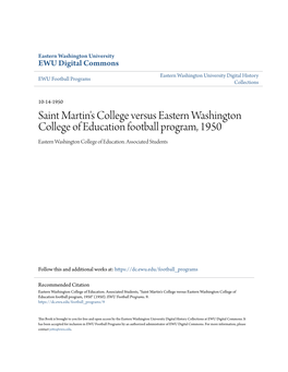 Saint Martin's College Versus Eastern Washington College of Education Football Program, 1950 Eastern Washington College of Education