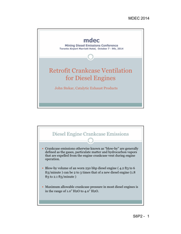 Retrofit Crankcase Ventilation for Diesel Engines