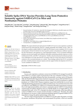 Soluble Spike DNA Vaccine Provides Long-Term Protective Immunity Against SARS-Cov-2 in Mice and Nonhuman Primates