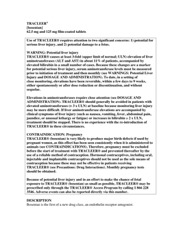 TRACLEER® [Bosentan] 62.5 Mg and 125 Mg Film-Coated Tablets