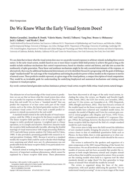 Do We Know What the Early Visual System Does?