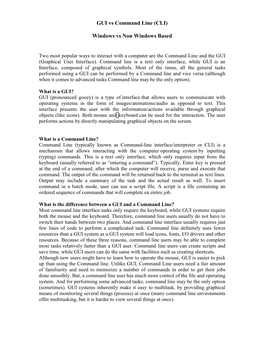 GUI Vs Command Line (CLI)