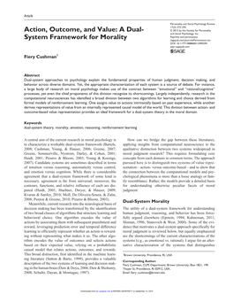 Action, Outcome, and Value: a Dual- System Framework for Morality