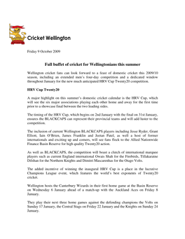 Cricket Wellington