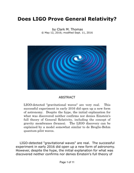 Does LIGO Prove General Relativity?