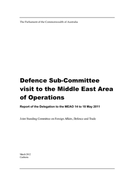 Defence Sub-Committee Visit to the Middle East Area of Operations