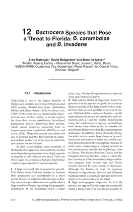 12 Bactrocera Species That Pose a Threat to Florida: B. Carambolae and B