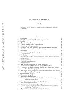 Arxiv:1707.05940V1 [Math.OA] 19 Jul 2017 ..Aeaiiyo Eirusi Em Fc-Lers66 61 47 C*-Algebras of Terms in Semigroups Red of of Amenability Descriptions C*-Algebra 6.8