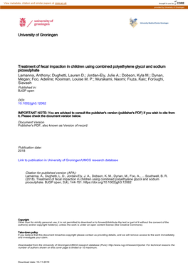 Treatment of Faecal Impaction in Children Using Combined