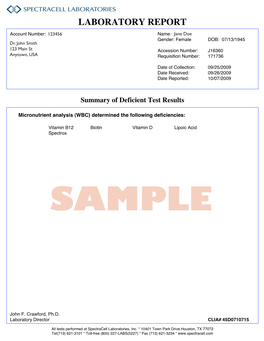 Alpha Lipoic Acid Spectracell Laboratories, Inc