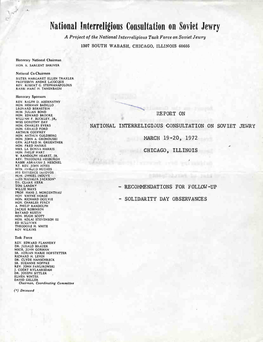 National Interreligious Consultation on Soviet Jewry a Project of the National Interreligious Task Force on Soviet Jewry 1307 SOUTH WABASH, CHICAGO, ILLINOIS 60605