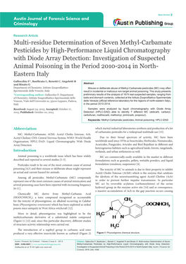 Multi-Residue Determination of Seven Methyl-Carbamate Pesticides By