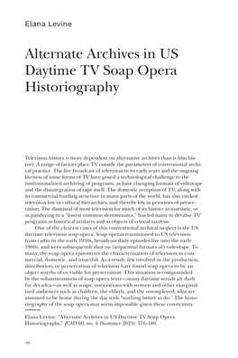 Alternate Archives in US Daytime TV Soap Opera Historiography