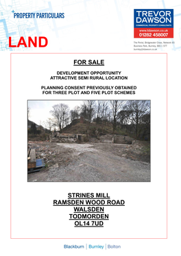 For Sale Strines Mill Ramsden Wood Road Walsden