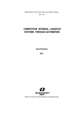 Competitive Internal Logistics Systems Through Automation