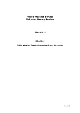 Public Weather Service Value for Money Review