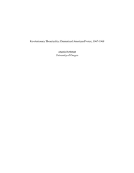 Revolutionary Theatricality: Dramatized American Protest, 1967-1968