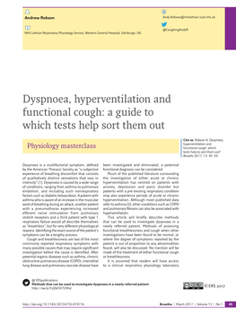 Dyspnoea, Hyperventilation and Functional Cough: a Guide to Which Tests Help Sort Them Out