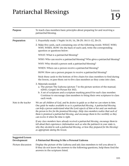 Patriarchal Blessings Lesson 19