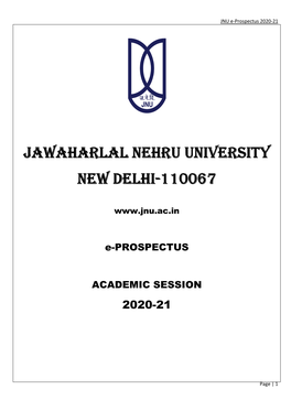 JNU Admission E-Prospectus 2020-21