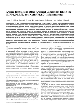 NAIP5/NLRC4 Inflammasomes Compounds Inhibit the NLRP1, NLRP3, and Arsenic Trioxide and Other Arsenical