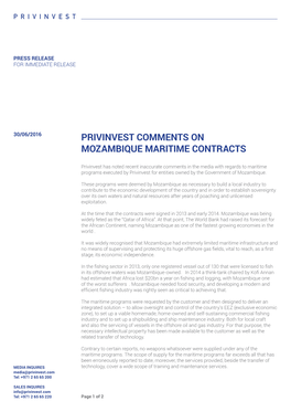 Privinvest Comments on Mozambique Maritime Contracts