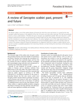 Sarcoptes Scabiei: Past, Present and Future Larry G