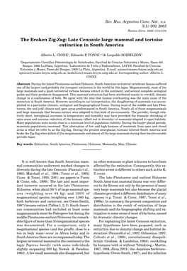 Late Cenozoic Large Mammal and Tortoise Extinction in South America