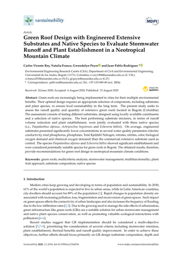 Green Roof Design with Engineered Extensive Substrates and Native Species to Evaluate Stormwater Runoﬀ and Plant Establishment in a Neotropical Mountain Climate