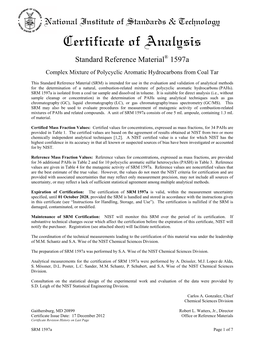 Certificate of Analysis