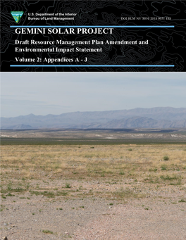 Gemini Solar Project Resource Management Plan Amendment and Draft EIS: Volume 2