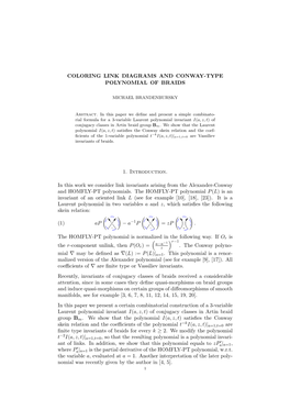 Coloring Link Diagrams and Conway-Type Polynomial of Braids