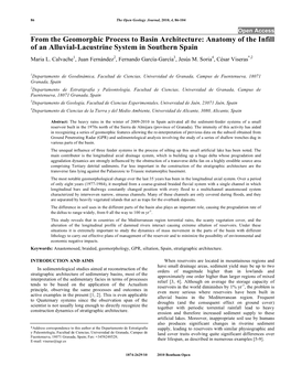 From the Geomorphic Process to Basin Architecture: Anatomy of the Infill of an Alluvial-Lacustrine System in Southern Spain Maria L