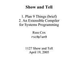 (Brief) 2. an Extensible Compiler for Systems Programming