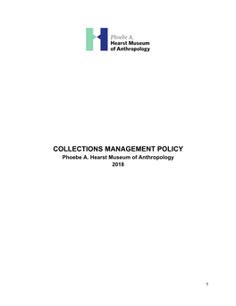 COLLECTIONS MANAGEMENT POLICY Phoebe A